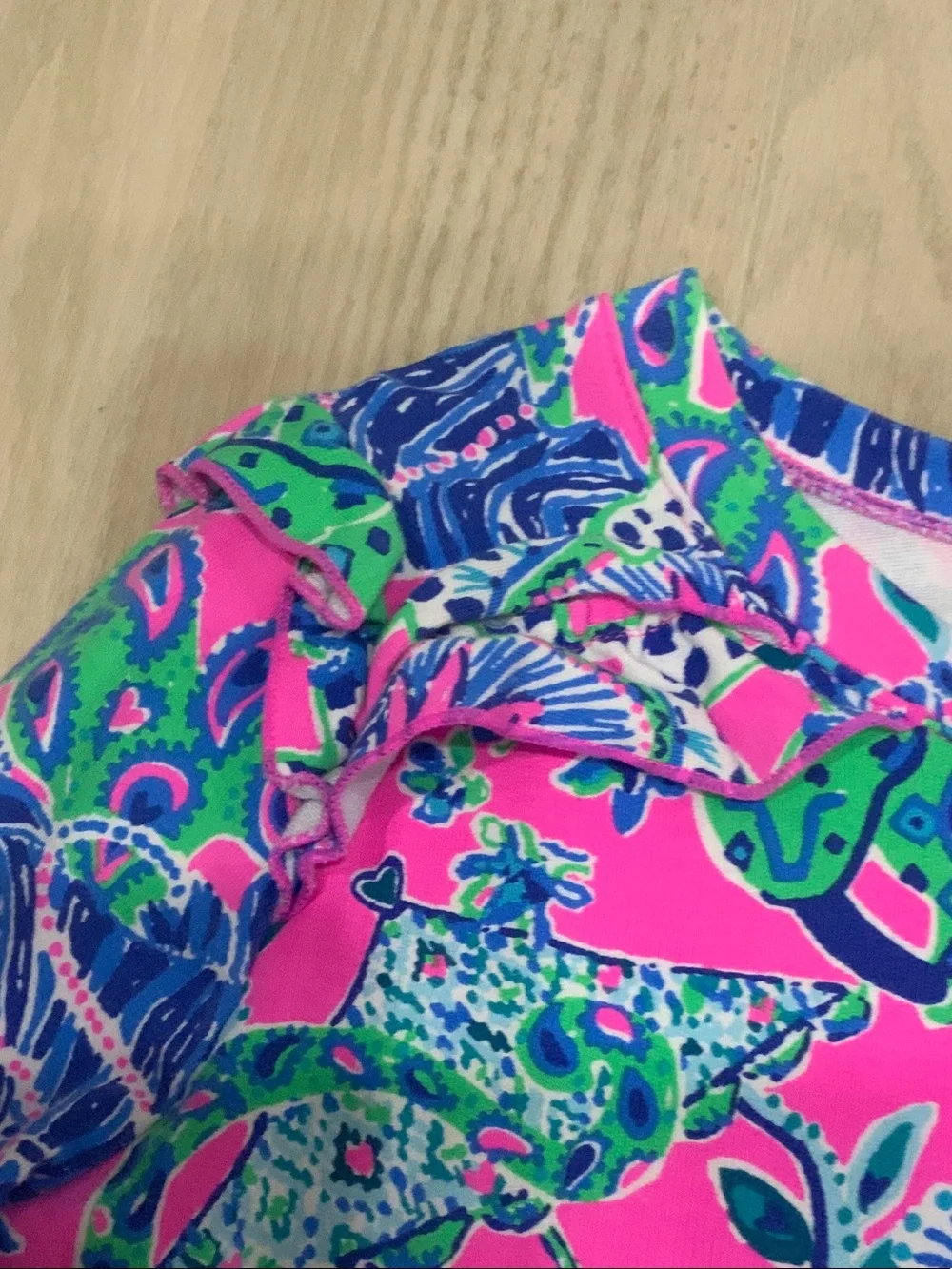Lilly Pulitzer Pink, Blue & Green Tropical Print Top